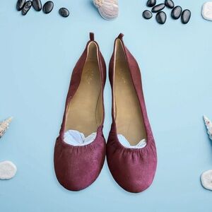 Burgundy Suede Sleek Minimalist Ballet Flat
